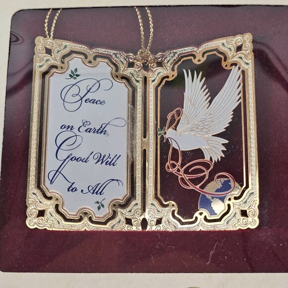 Baldwin Ornament Brass Everyday Expressions Peace Good Will To Men Christmas - Picture 2 of 12